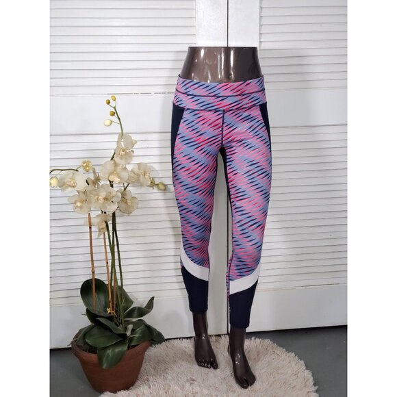 Athleta Women's Blue and Pink Electra Sonar 7/8 Tight Calf Leggings Sz M 1380 - Picture 9 of 13